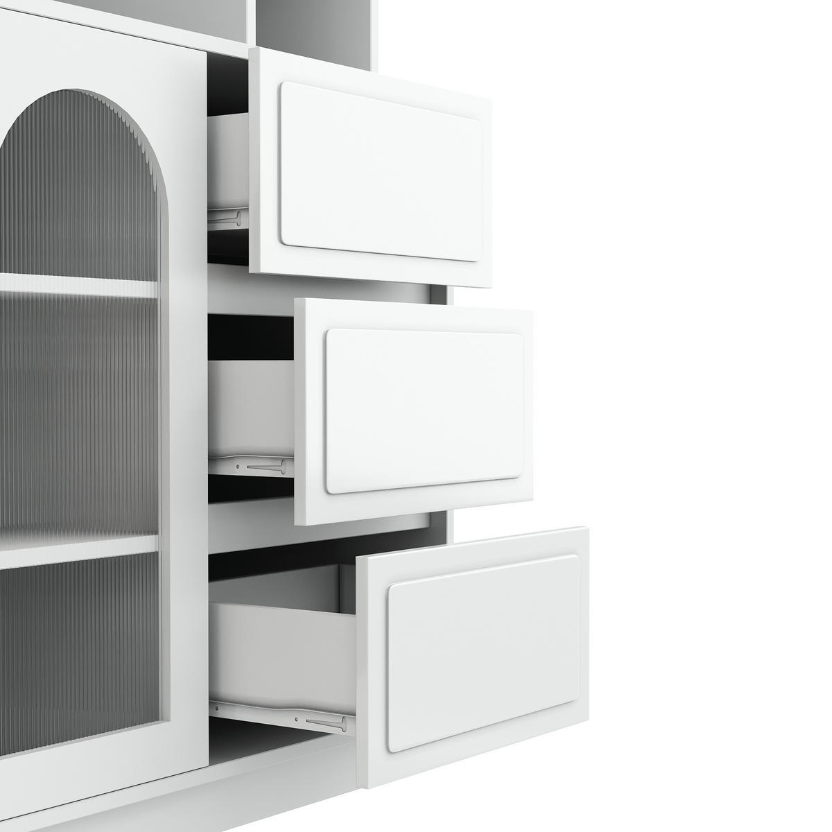 BUFFET DE-37600 106/30/175 cm mit LED-Beleuchtung Weiß - Weiß, Holzwerkstoff (106/175/30cm) - ComfortXL