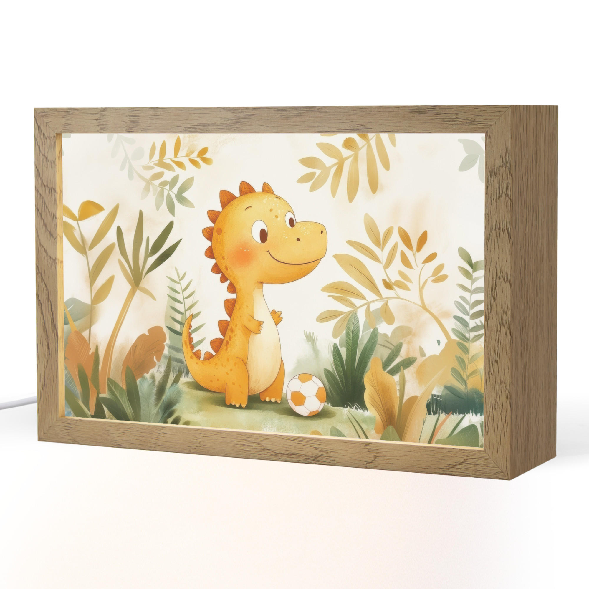 NACHTTISCHLAMPE Dino - Fußball - Orange 30x20 cm - Beige, Holzwerkstoff (8/30/20cm)