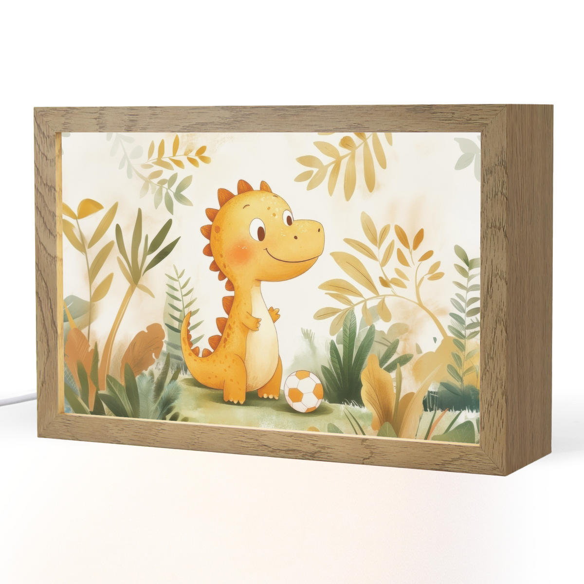 NACHTTISCHLAMPE Dino - Fußball - Orange 30x20 cm - Beige, Holzwerkstoff (8/30/20cm)