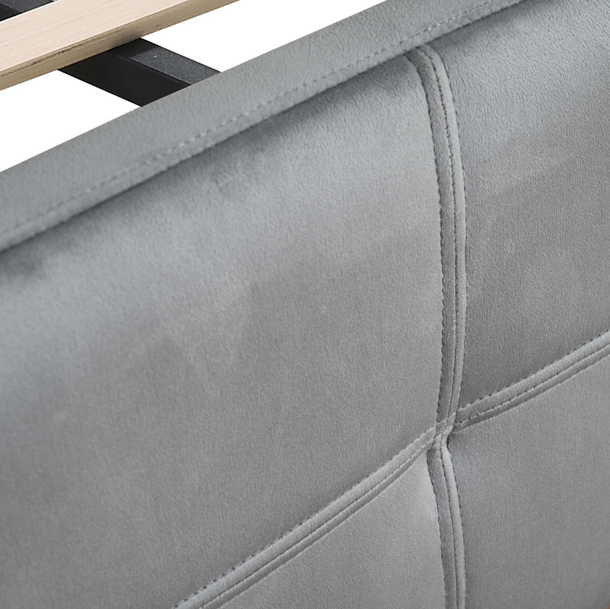 POLSTERBETT 140/200 cm aus Samt in Grau mit LED-Beleuchtung - Grau, Textil (140/200cm) - Flora Grace
