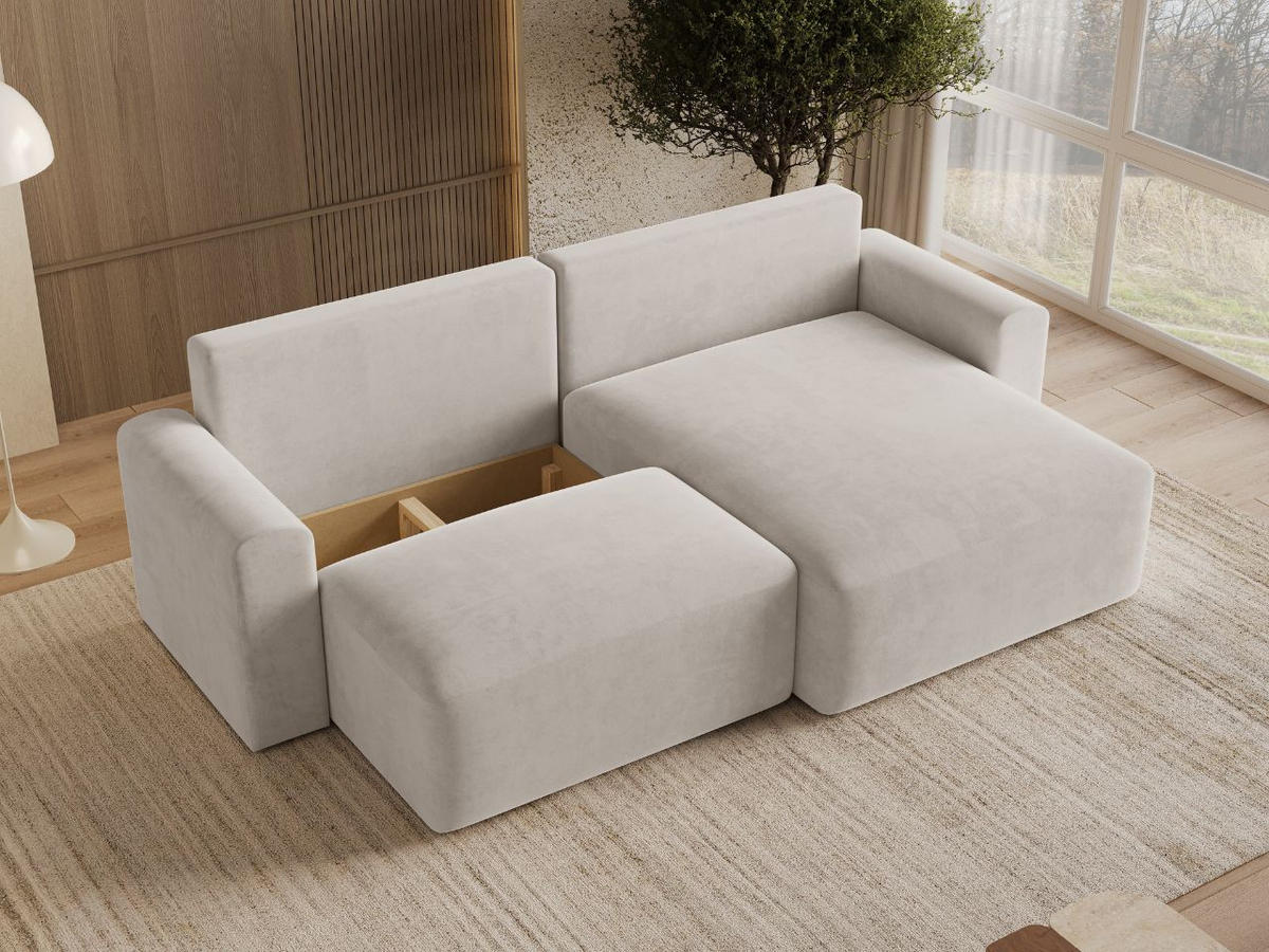 ECKSOFA Aurora Ecru - Beige, Holz/Textil (259/145cm) - Graingold