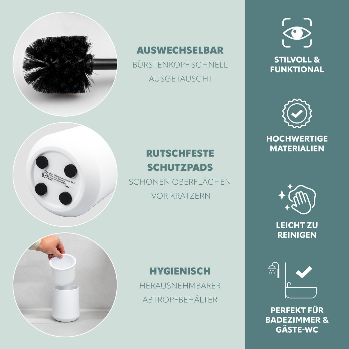 BAD-ACCESSOIRES-SET TESERO, Soft-Touch, weiß - Weiß, Kunststoff (22.5/25.5/25cm) - eluno