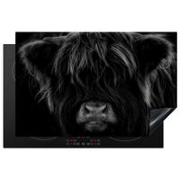 HERDABDECKPLATTE Schottischer Highlander - Kuh - Schwarz - Weiß - Tiere Induktionsmatte 81x52 cm - Schwarz, Kunststoff (81/52/0.2cm) - MuchoWow