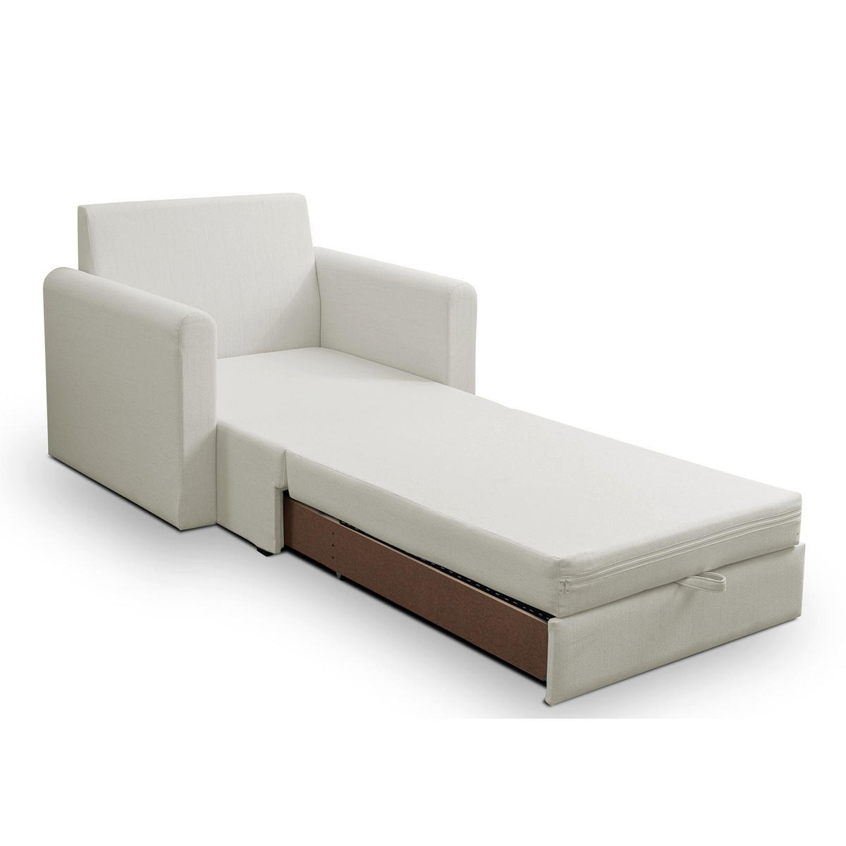 SCHLAFSESSEL Dejano Creme 75x196 cm - Creme/Schwarz, Holz/Textil (103/90/115cm) - Selsey