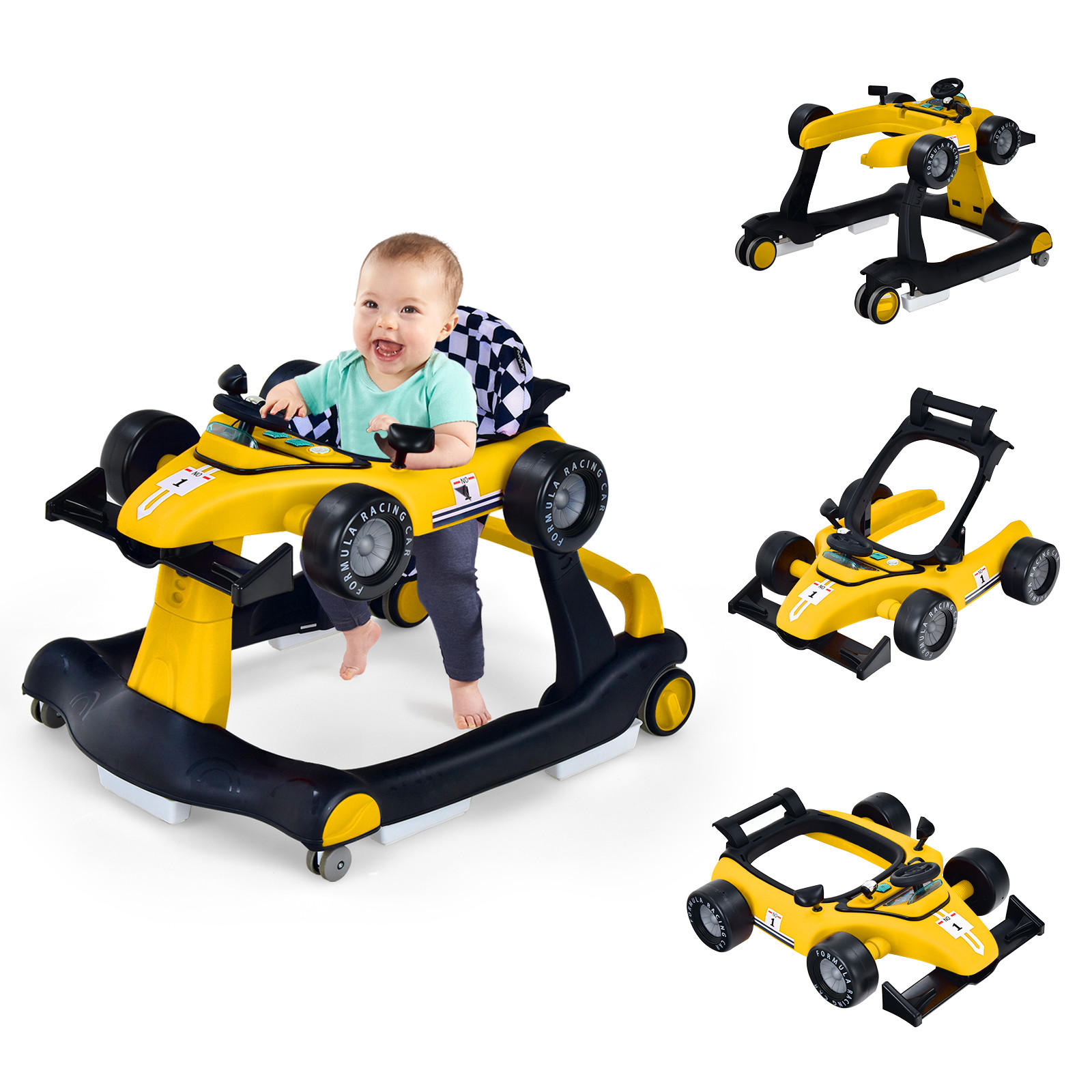LAUFLERNWAGEN Klappbar Gelb - Gelb, Kunststoff (64/56/76cm) - COSTWAY