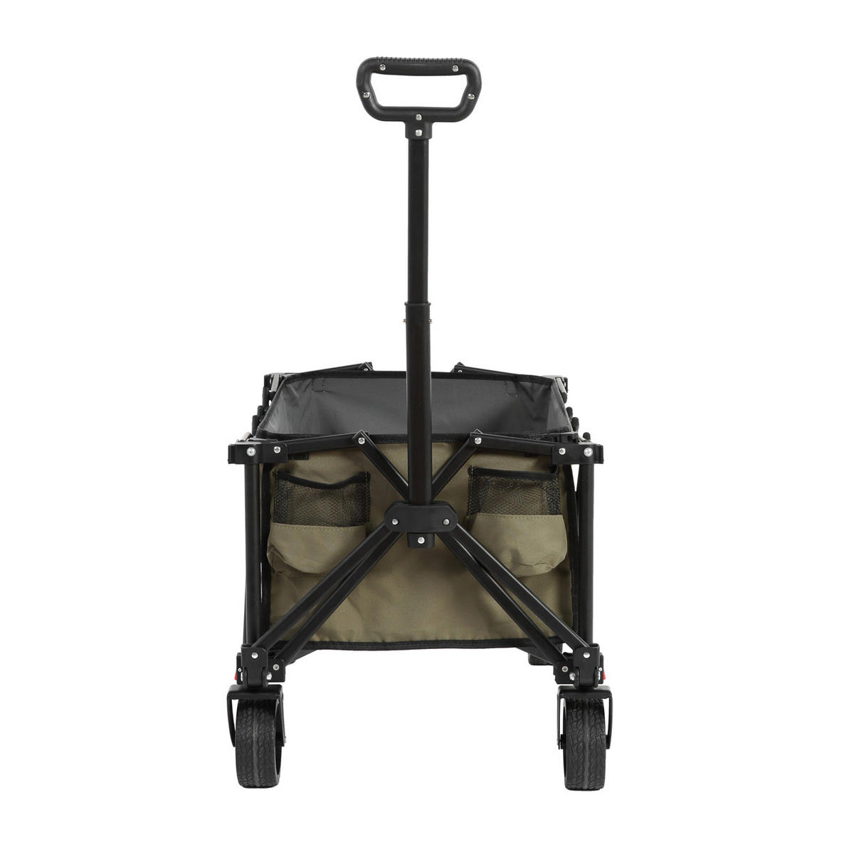 GARTENWAGEN 80L Army Grün – Outdoor Transportwagen mit All-Terrain Rädern & Teleskopgriff - Grün, Metall (77/45/48cm) - Urban Meuble