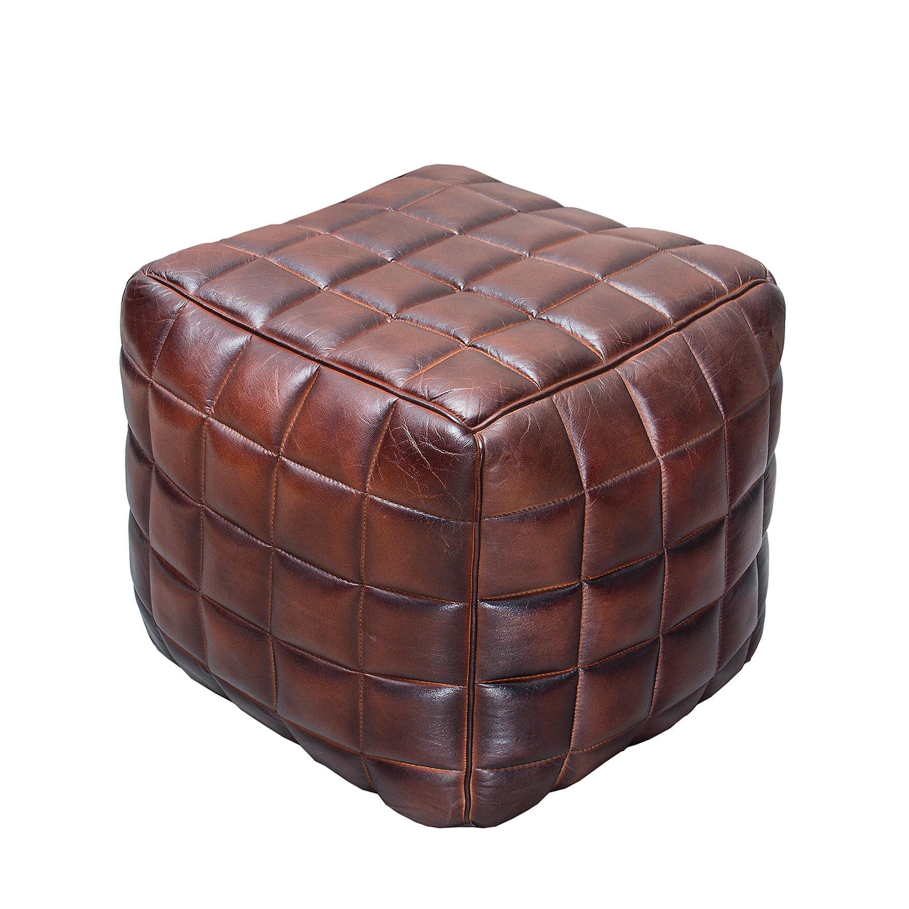 HOCKER RIDER Echtleder Braun 40 cm - Braun, Leder (40/40/40cm) - riess-ambiente