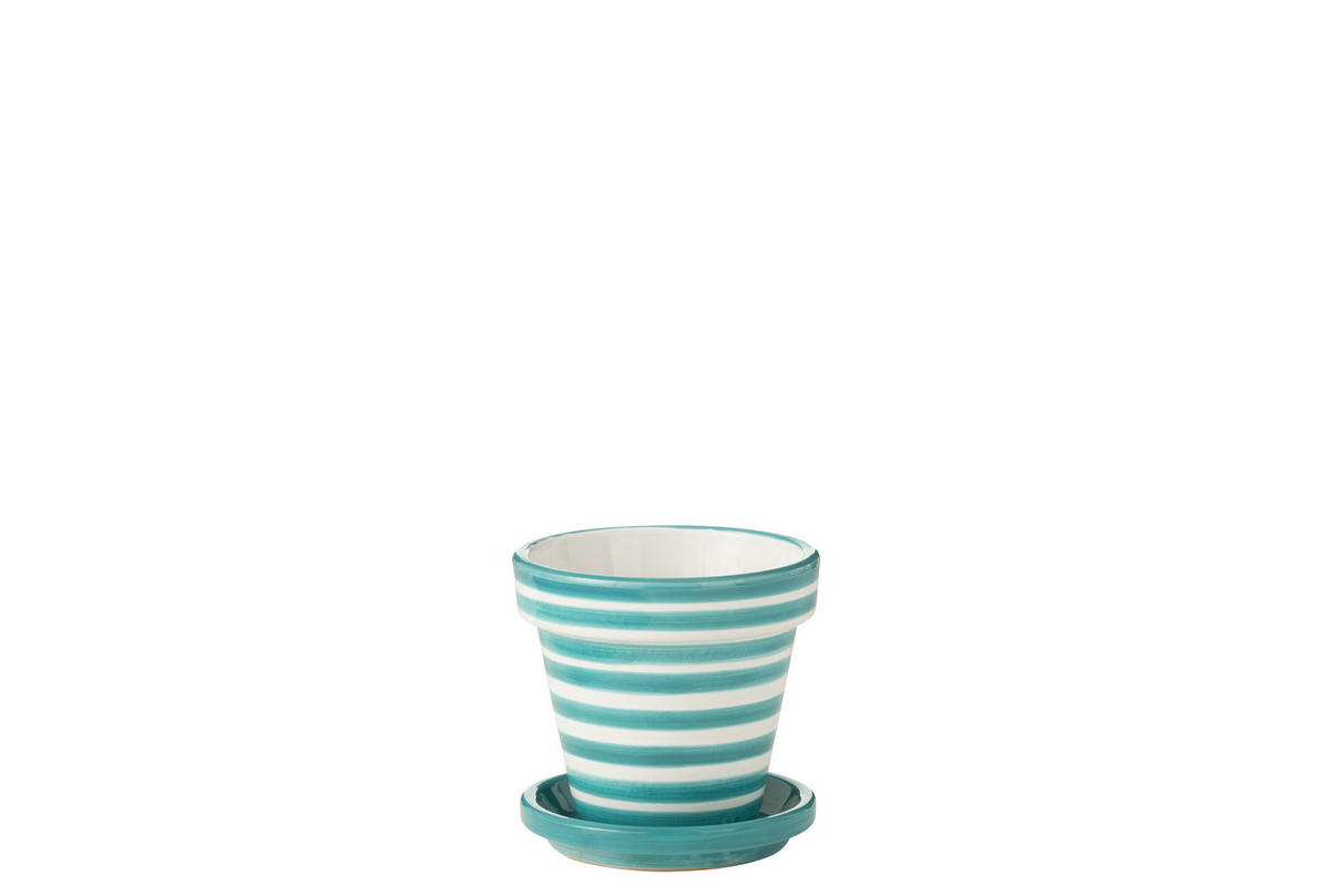 BLUMENTOPF GRANADA STRIPES - Töpferei - Aqua - S - Ø 21 cm - Multicolor, Keramik (21/19cm) - J-Line