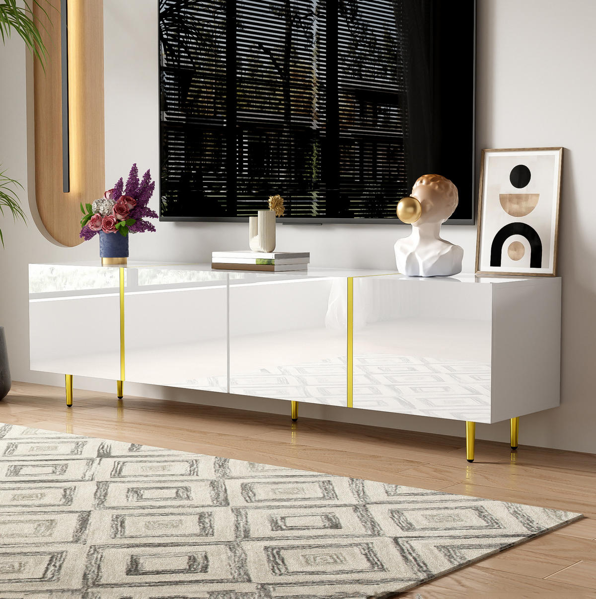 TV-SCHRANK in Schwarz 190/38/48 cm - Weiß, Holzwerkstoff (170/46/35cm) - Redom