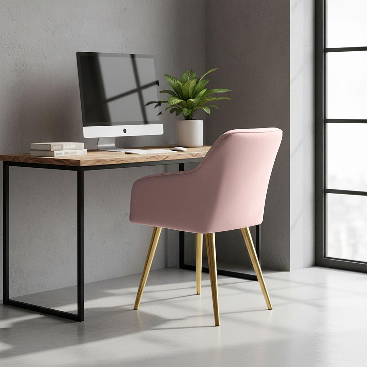 POLSTERSTUHL 6er Set, Metallbeine Rosa, Gold 54/82/58 - Rosa, Textil (54/82/58cm) - RAUMHIRSCH FURNITURE