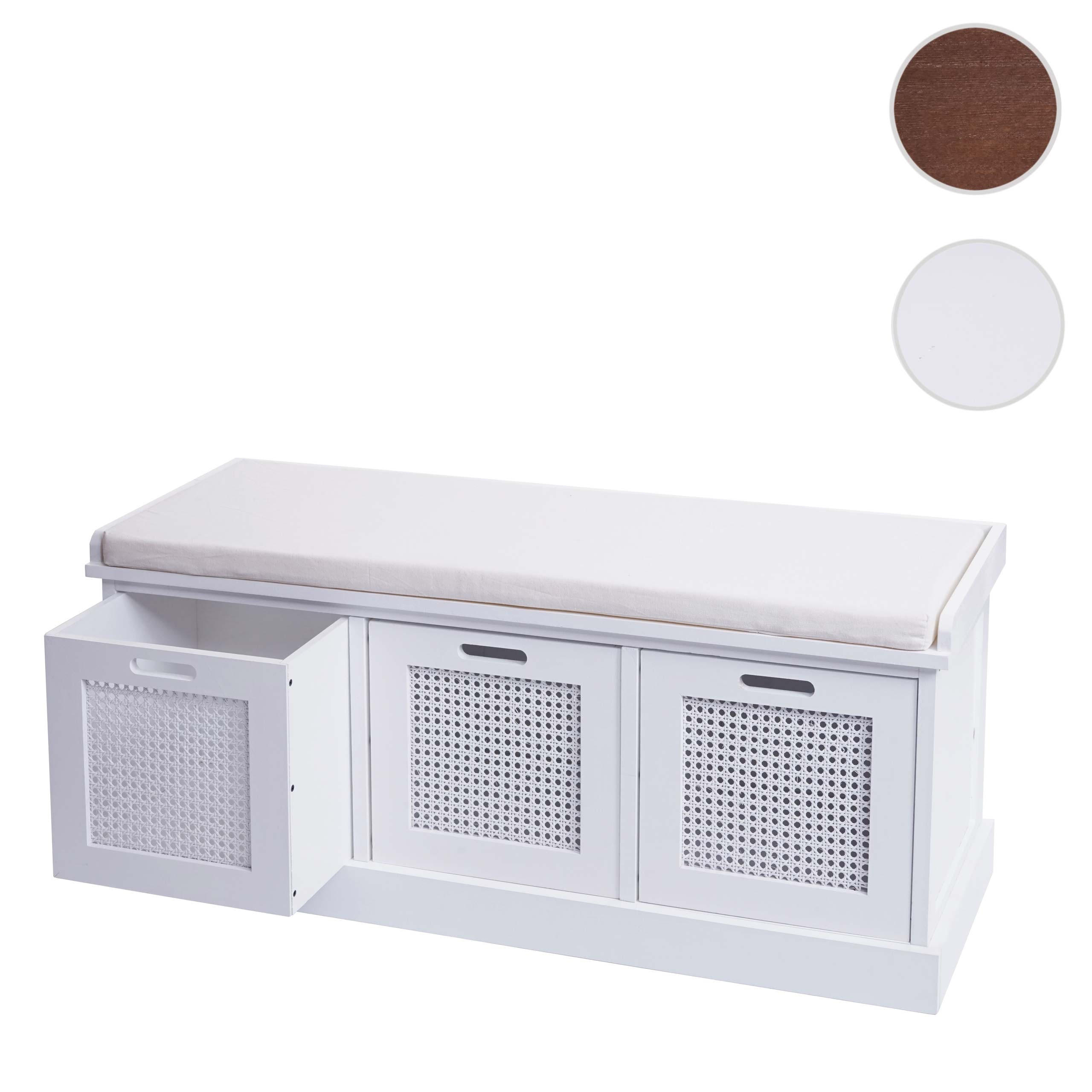 SITZBANK AUFBEWAHRUNGSBOXEN Cremeweiß - Weiß, Holz (110/47/40cm) - MCW