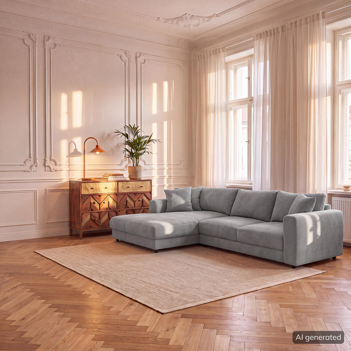 ECKSOFA mit Longchair - Schwarz/Grau, Holz/Kunststoff (286/183cm) - home24