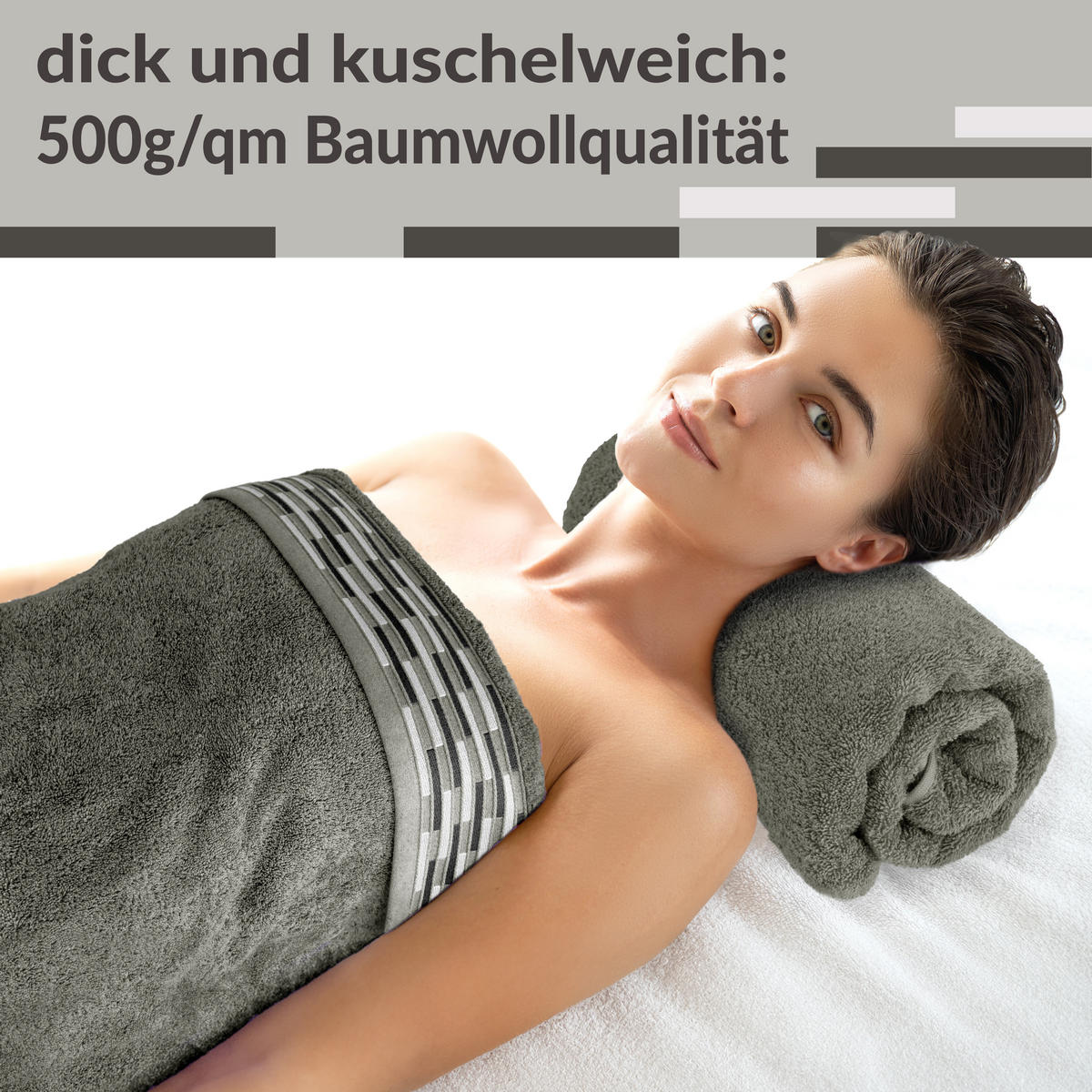 DUSCHTUCH Lugano Dunkelgrau 2er 70x140 cm - Dunkelgrau, Textil (70/140cm) - Lashuma