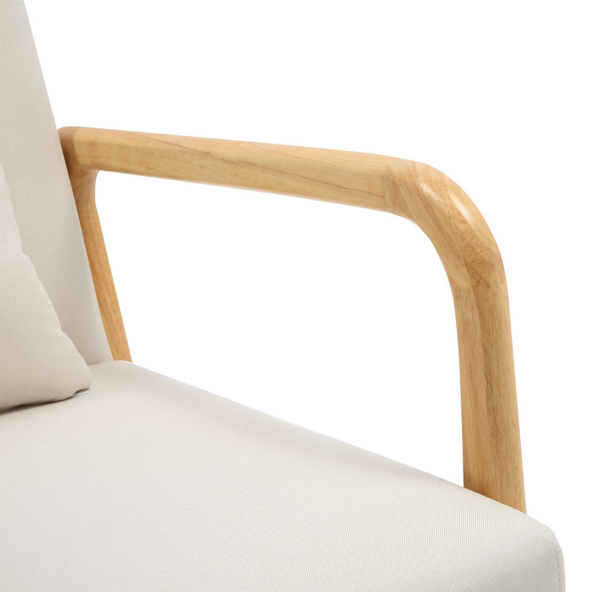 SESSEL Holz creme - Eukalyptusholzfarben/Creme, Holz/Textil (64/74/80cm) - CLP