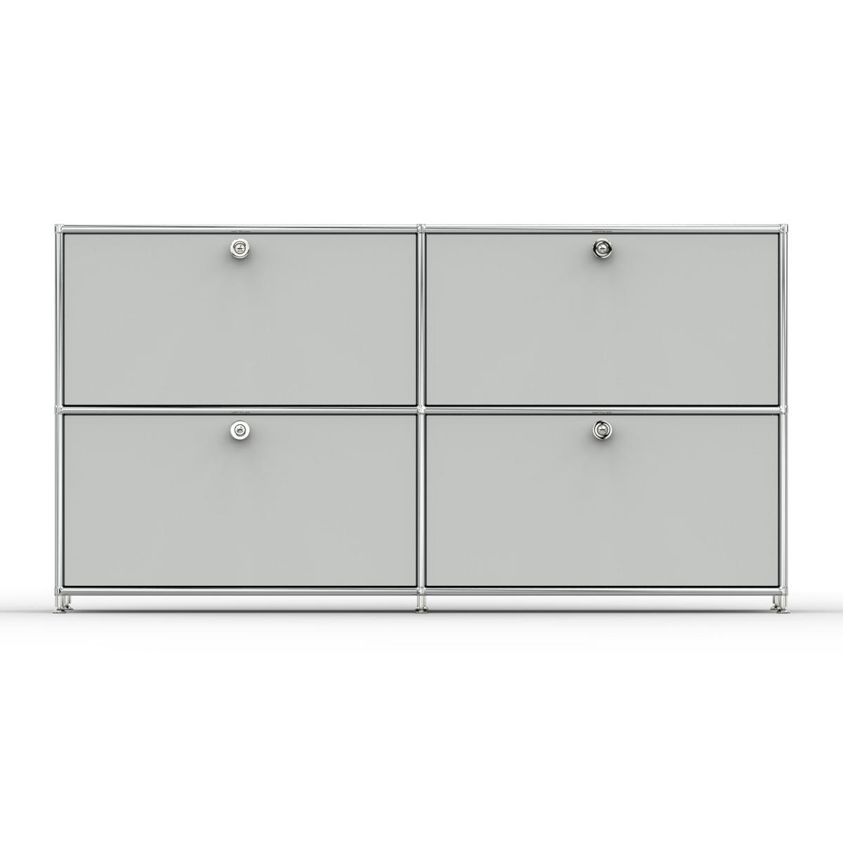 AKTENSCHRANK, 4 Klappen & Schloss, Breite 152 cm, Lichtgrau - Chromfarben/Silberfarben, Metall (40/80.5/152.2cm) - Versee