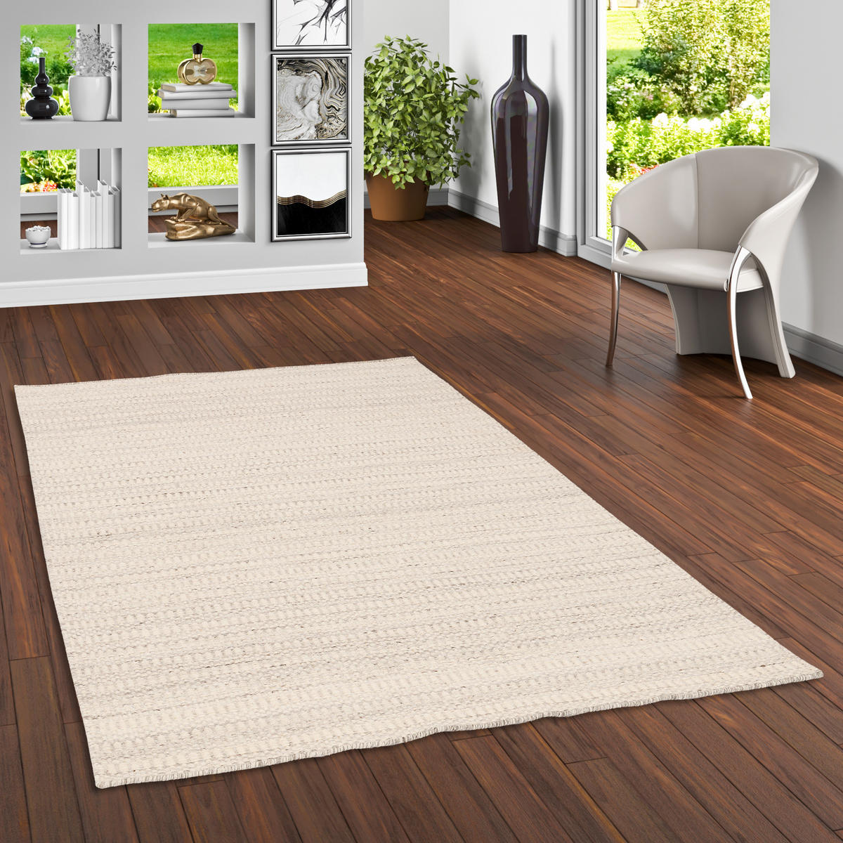 NATUR TEPPICH WOLLE SKANDI MELIERT - Creme, Textil (120/180cm) - Pergamon