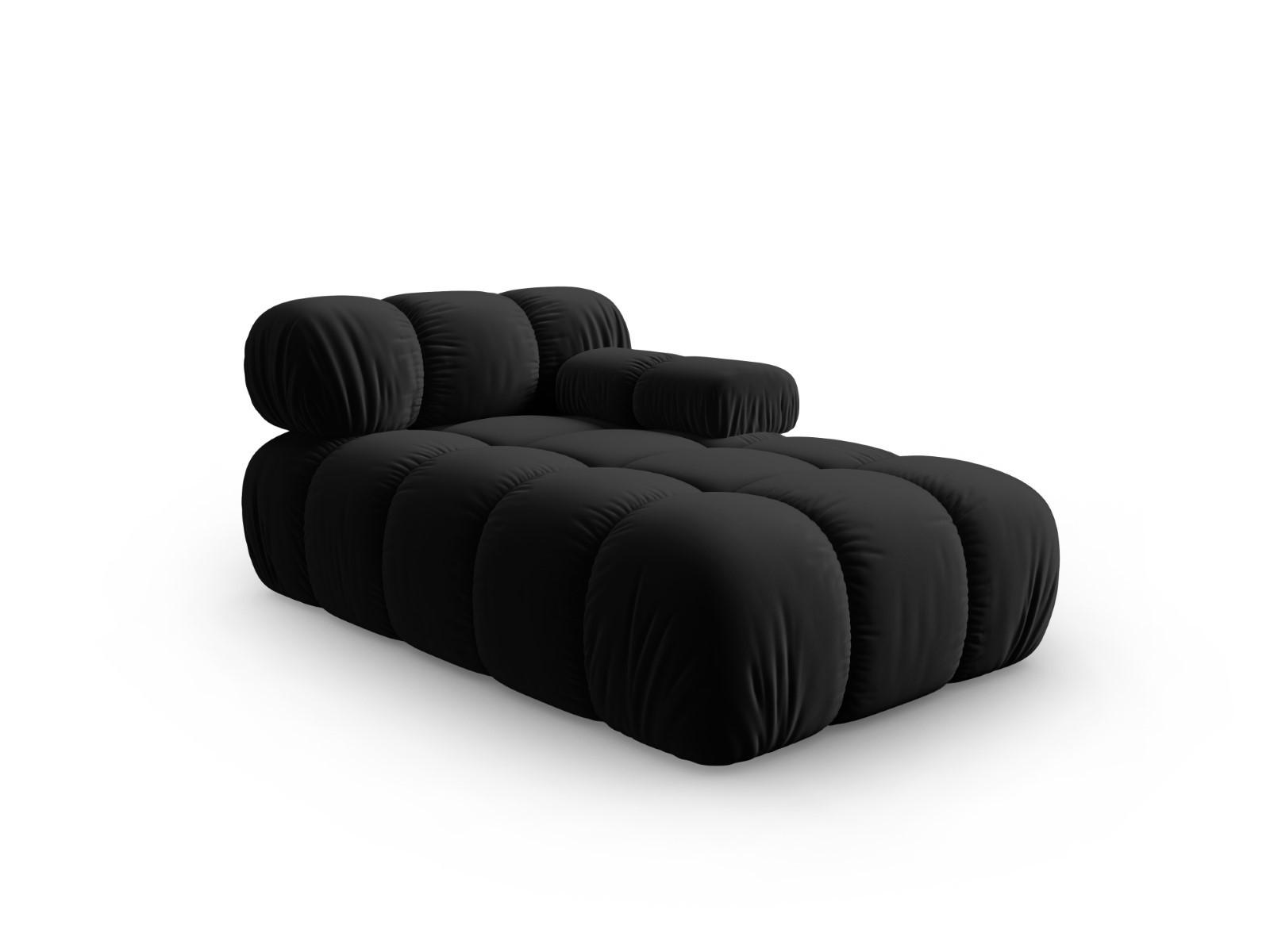 CHAISELONGUE rechts Bellis aus Samt schwarz - Schwarz, Textil (97/62/157cm) - Micadoni