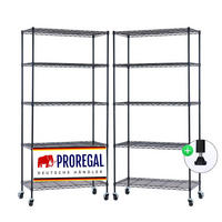 GITTERREGAL 2er - Set HADES mit Rollen & 5 Gitterböden Metall 180x90x40cm Schwarz - Schwarz, Metall (90/180/40cm) - PROREGAL