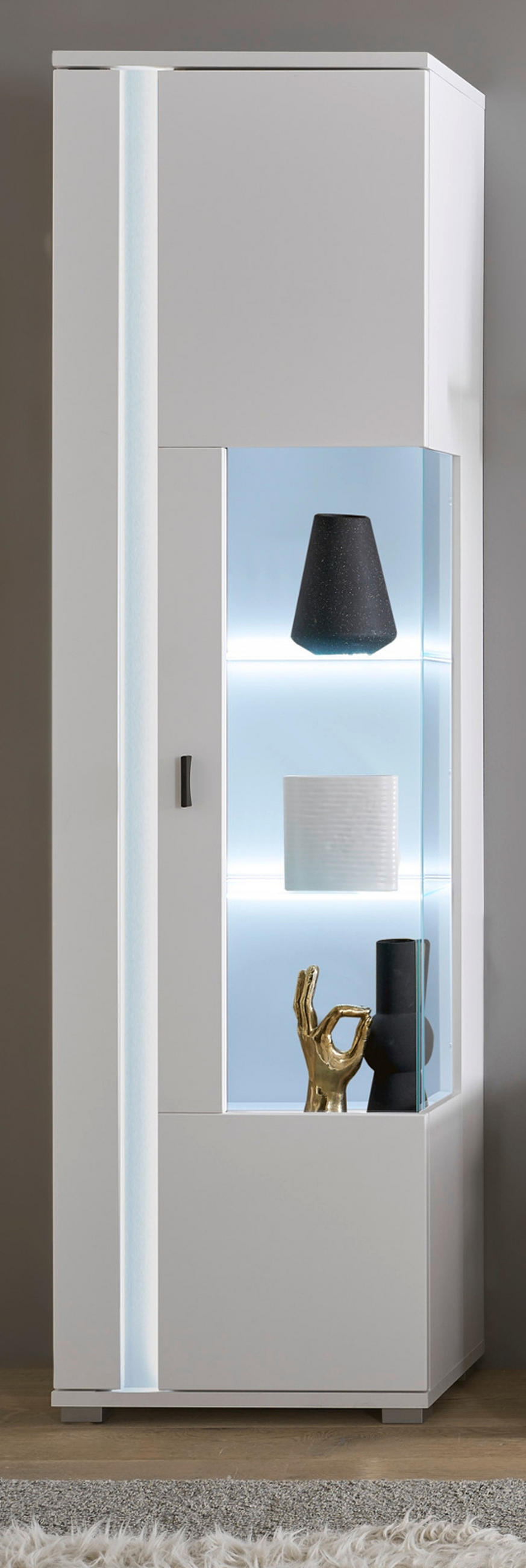 Thumbnail - Furn.Design Vitrine, Weiß, Holzwerkstoff, Nachbildung, 55x200x35 cm, Wohnzimmer, Wohnwände, Vitrinenschränke