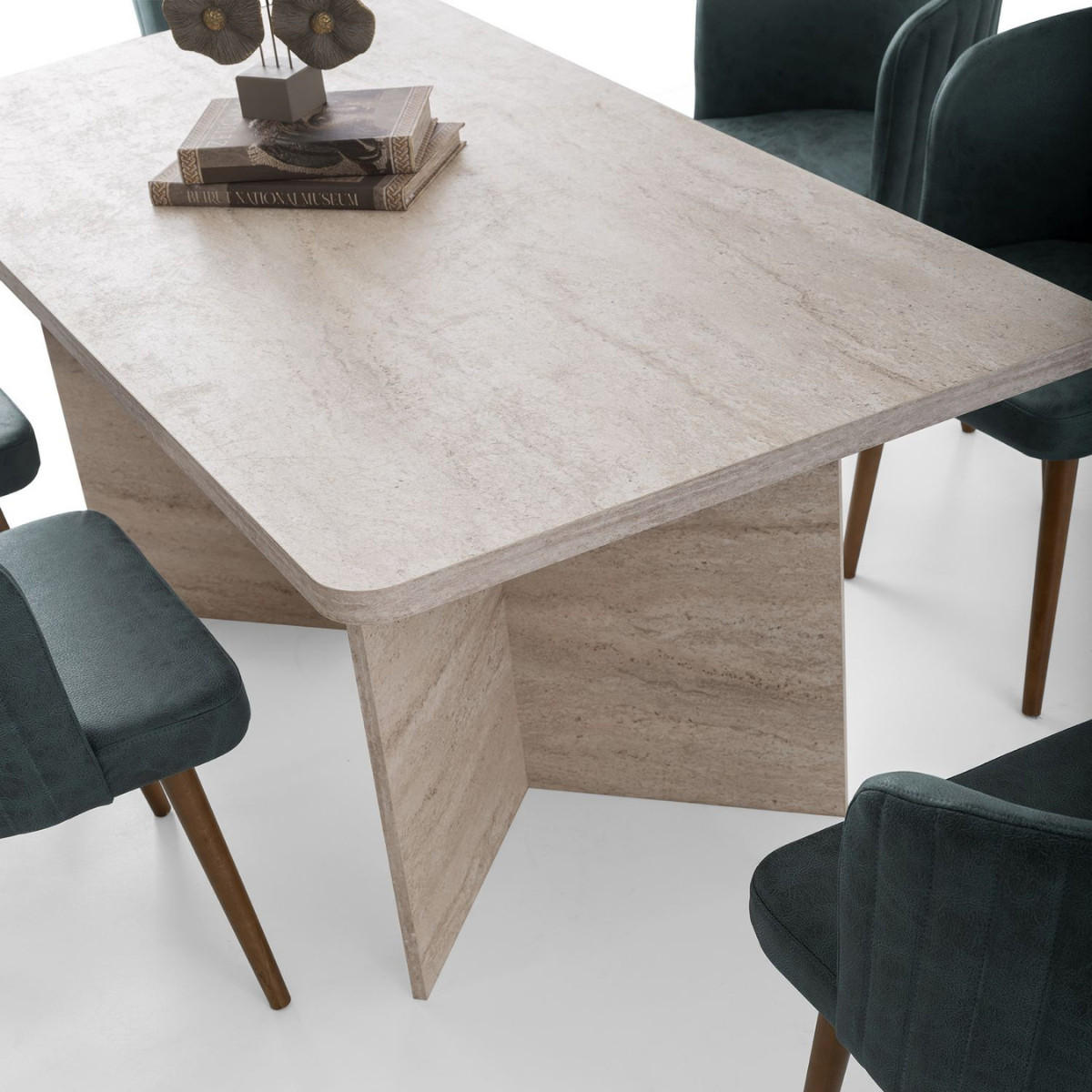 ESSTISCH mit rechteckiger Platte und 2 Beinen 180/90/77 cm - Beige, Holzwerkstoff (180/90/77cm) - Calicosy