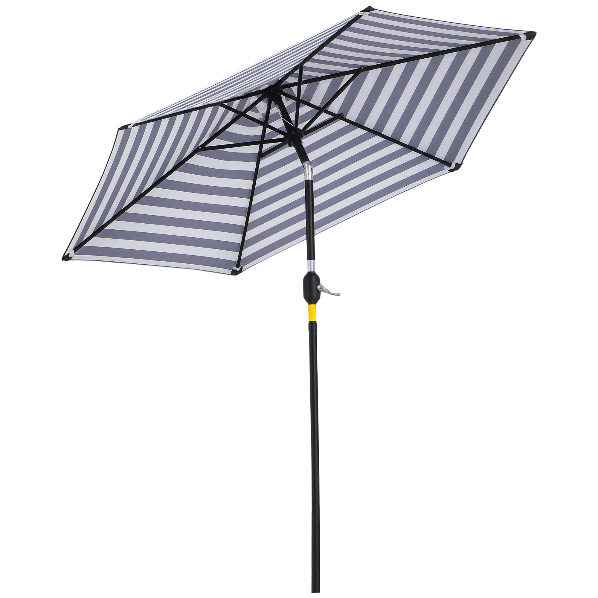 SONNENSCHIRM DE-05558 Winkel verstellbar mit Kurbel Blauer Streifen - Blau/Weiß, Textil/Metall (230/230cm) - ComfortXL