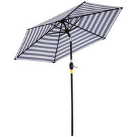 SONNENSCHIRM DE-05558 Winkel verstellbar mit Kurbel Blauer Streifen - Blau/Weiß, Textil/Metall (230/230cm) - ComfortXL