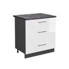 KÜCHENUNTERSCHRANK Fame-Line Weiß Hochglanz 80 cm mit 3 Schubladen AP Anthrazit - Weiß Hochglanz/Anthrazit, Holzwerkstoff (80/82/60cm) - Vicco