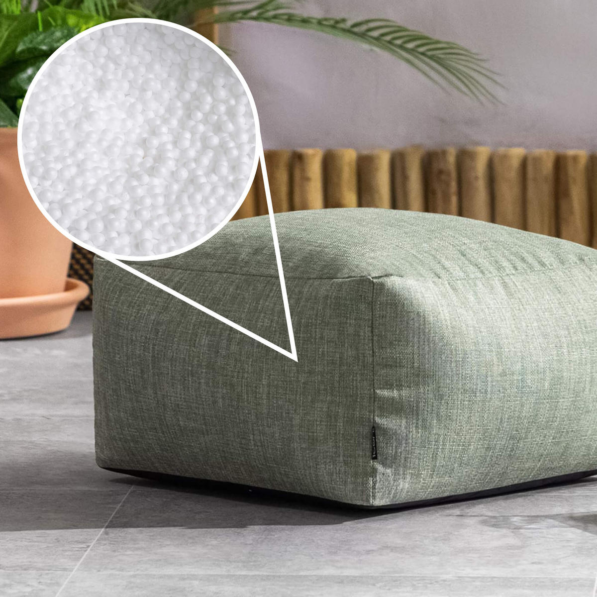 POUF Outdoor Amara - Salbeigrün, Textil (40/24/40cm) - icon