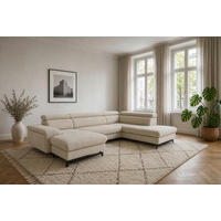 WOHNLANDSCHAFT Vaasa mit Schlaffunktion - Beige, Kunststoff/Textil (328/81/215cm) - foamnova