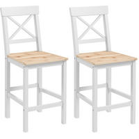 BARHOCKER 2er-Set aus massivem Kiefernholz mit Lehne und Fußstütze 41/46/97,5 cm - Naturfarben, Holz (41/97.5/46cm) - MIVRAY