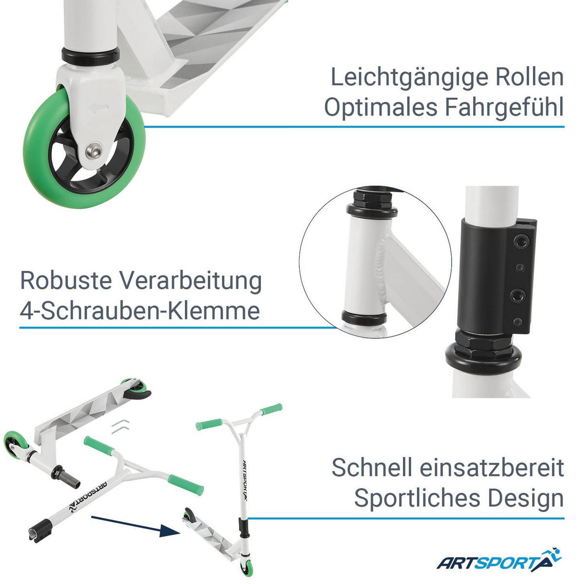 STUNTSCOOTER Futuristic - Weiß, Metall (66/47/84cm) - Artsport