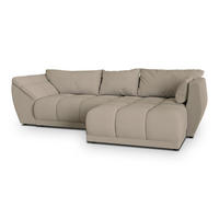 ECKSOFA ORENTI R-S Beige Boucle-Stoff mit Schlaffunktion - Beige, Holz (287/182cm) - MASSENO
