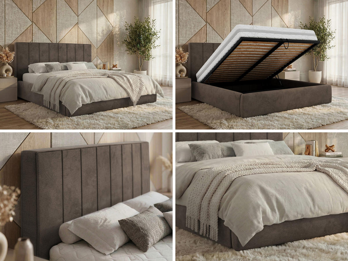 ČALOUNĚNÁ POSTEL TENARDO CLASSIC 200/200 - Hnědá Samet - bez matrace - černá/hnědá, textil/plast (200/200cm) - MKS