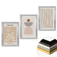 WANDBILDER 3er Set - 20x30 cm Silberner Rahmen - Stilvolle abstrakte Beigetöne - Silberfarben, Kunststoff (20/30cm) - ArtPrintCave