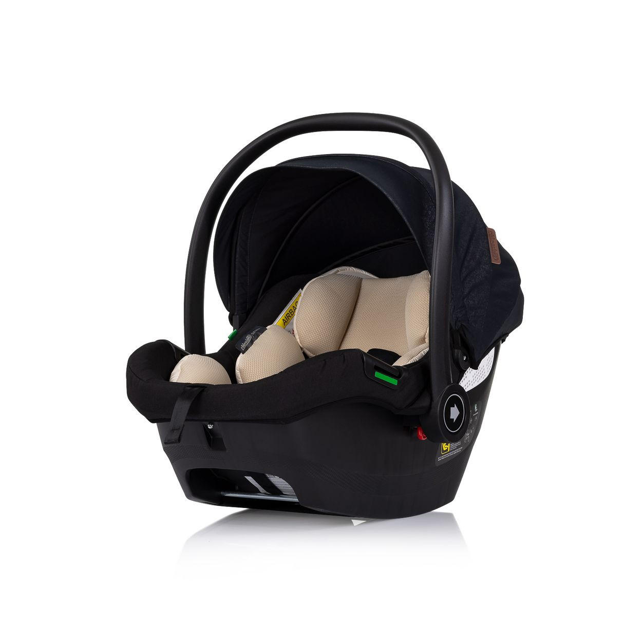 BABYSCHALE i-Size Duo Smart schwarz beige Gruppe 0+, Kissen, verstellbare Kopfstütze - Beige, Kunststoff (40/58/66cm) - Chipolino