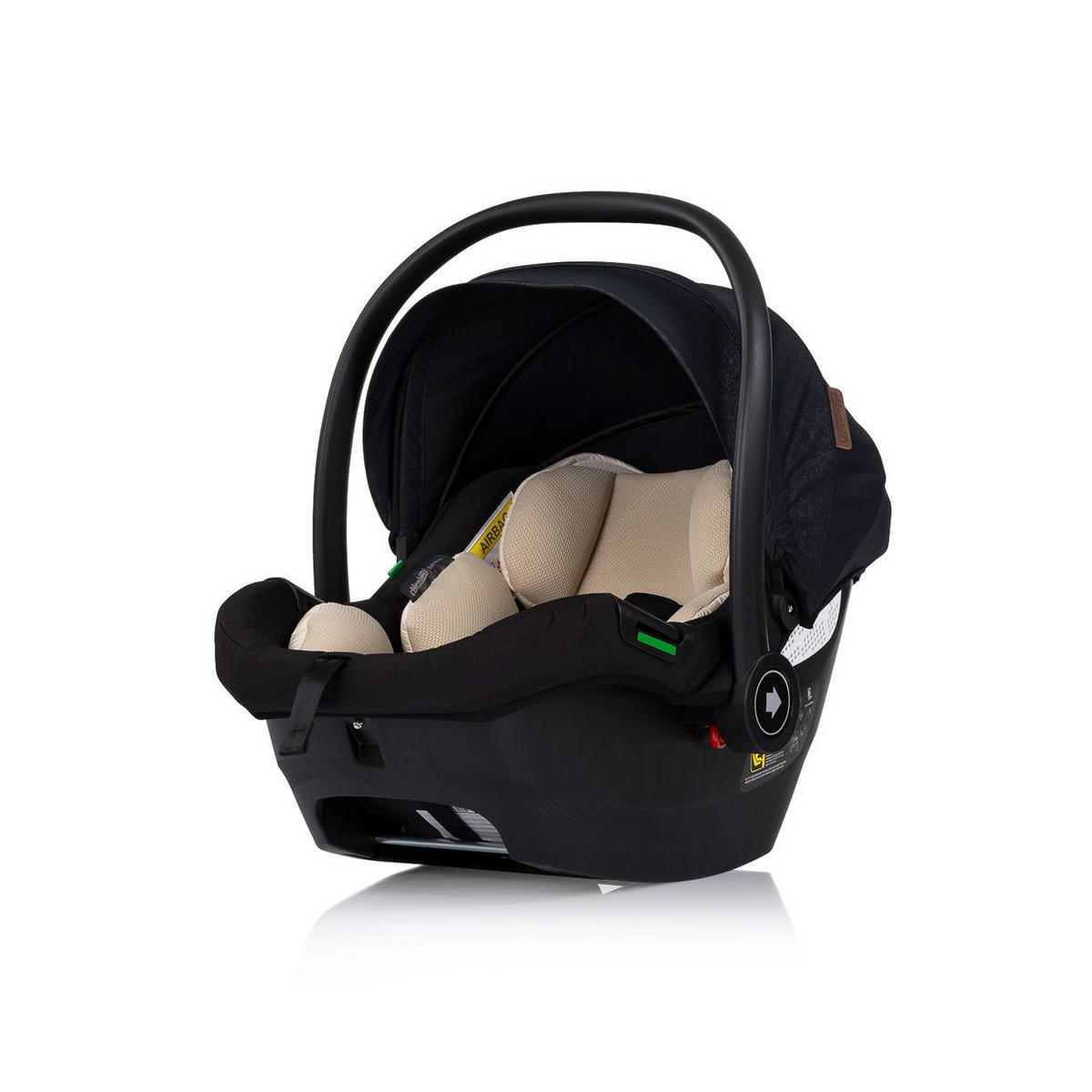 BABYSCHALE i-Size Duo Smart schwarz beige Gruppe 0+, Kissen, verstellbare Kopfstütze - Beige/Schwarz, Kunststoff (40/58/66cm) - Chipolino