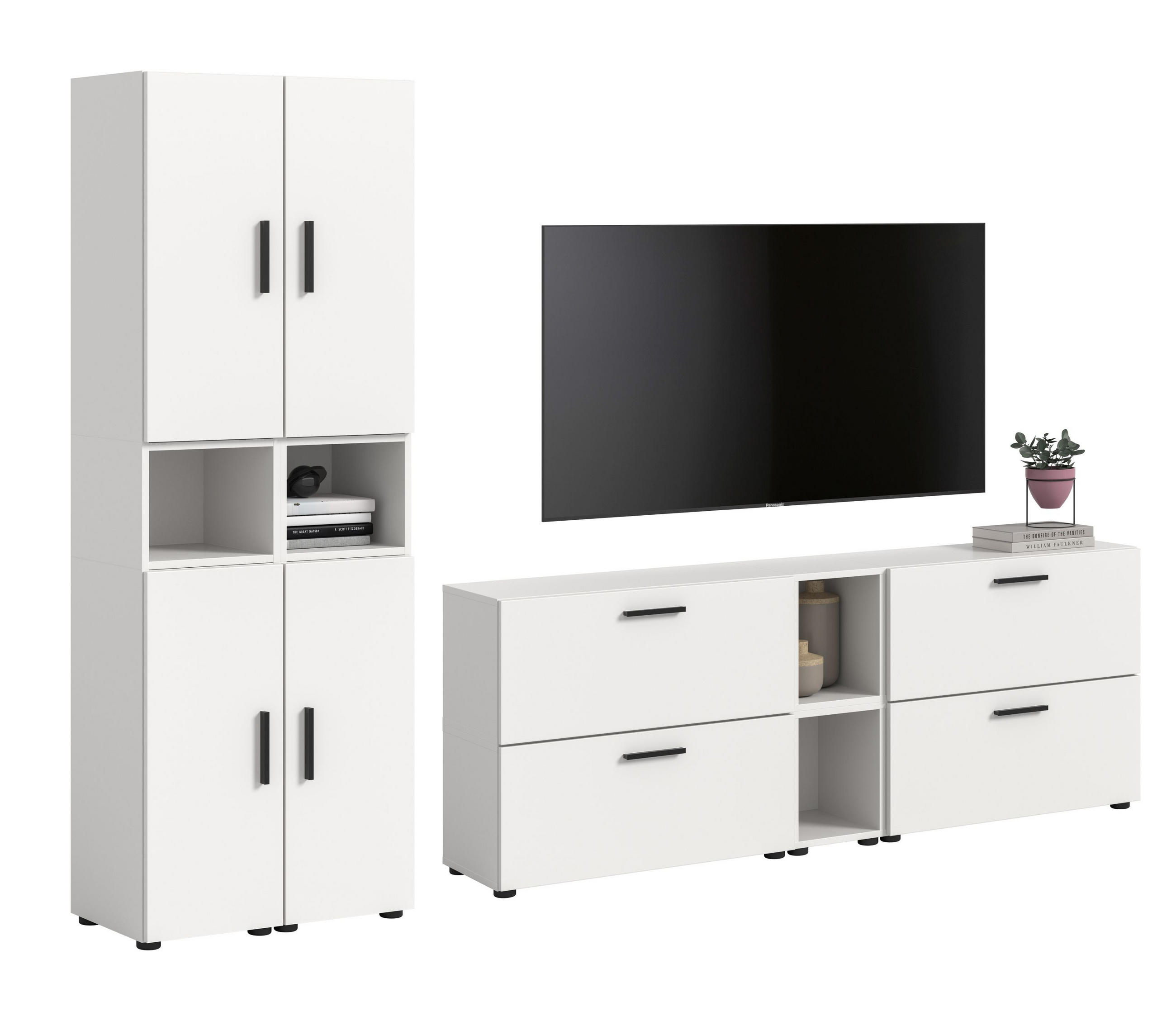 WOHNWAND The One weiß 259/34/182 cm - Weiß, Holzwerkstoff (259/182/34cm) - Xonox