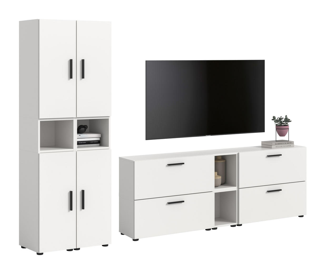 WOHNWAND The One weiß 259/34/182 cm - Weiß, Holzwerkstoff (259/182/34cm) - Xonox