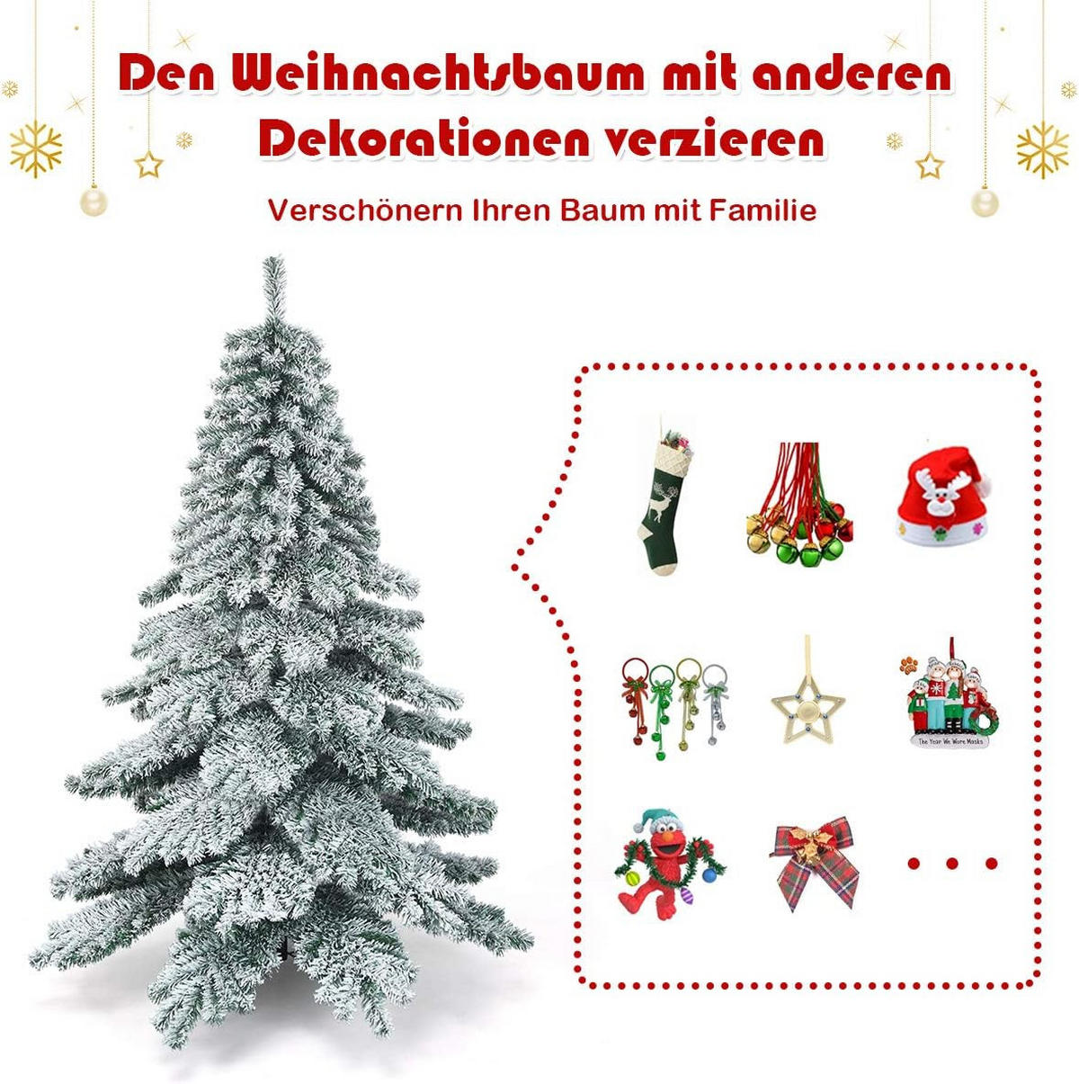 WEIHNACHTSBAUM Weiß - Weiß, Kunststoff (180cm) - COSTWAY