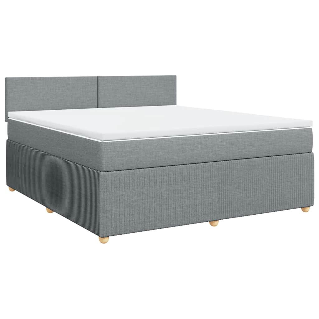 BOXSPRINGBETT Mit Matratze Hellgrau 180/200 Cm Stoff - Grau, Textil (180/200cm) - vidaXL