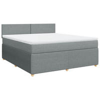 BOXSPRINGBETT Mit Matratze Hellgrau 180/200 Cm Stoff - Grau, Textil (180/200cm) - vidaXL