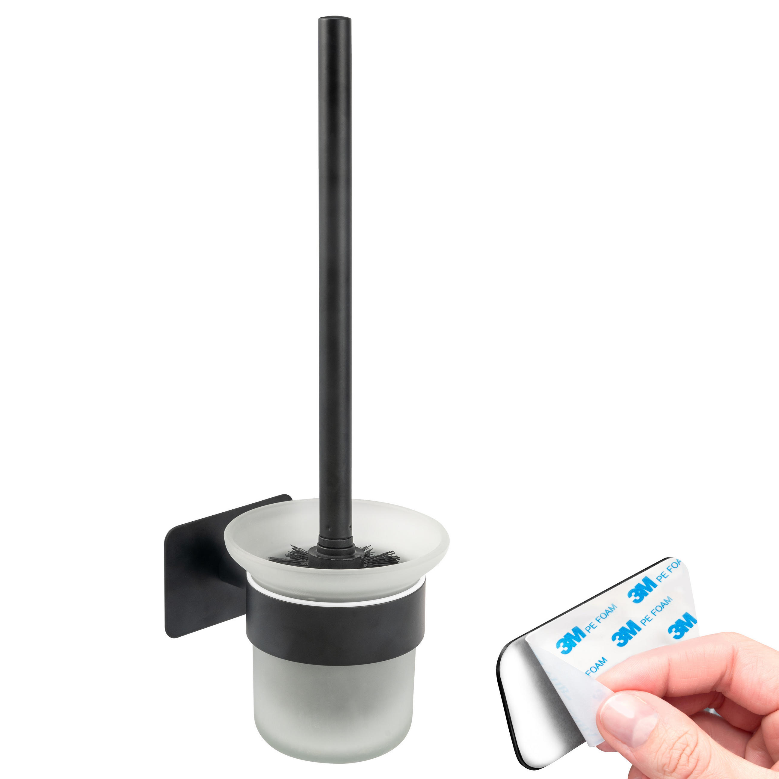 WC-GARNITUR PIAZZA Black Tape zum Kleben - Schwarz, Metall (11.5/36/13.5cm) - bremermann