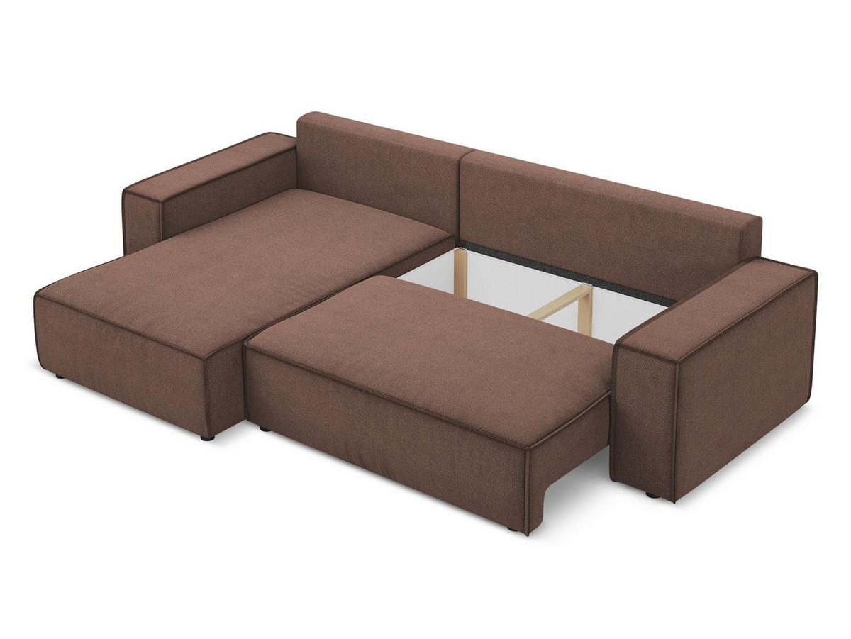 ECKSOFA mit Schlaffunktion Strukturstoff Stoff Pink - Pink/Hellrosa, Kunststoff/Textil (185/290cm) - Makamii