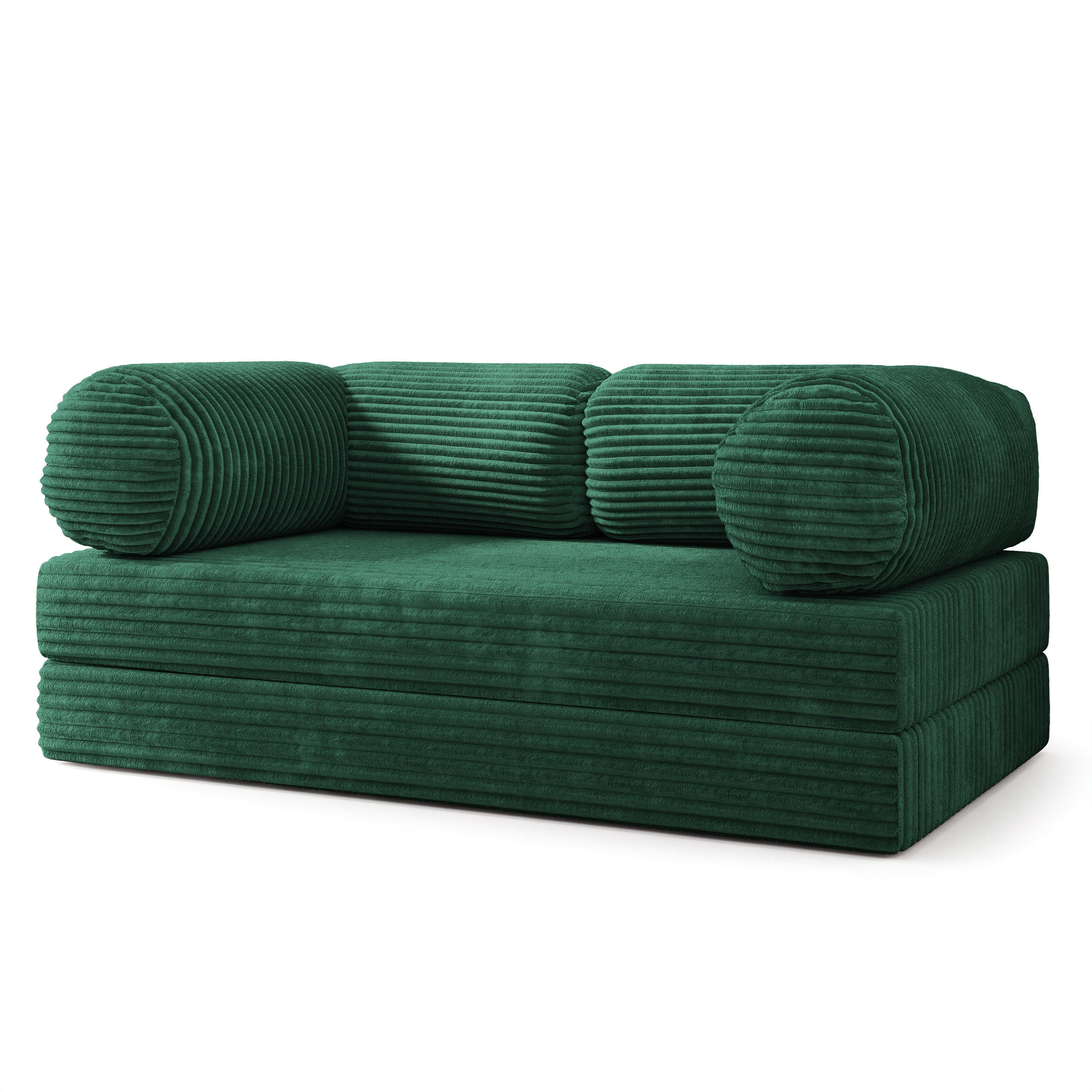 BETTSOFA ALVIO aus Schaumstoff Kordstoff Grün Schlaffunktion - Grün, Textil (170/68/80cm) - MASSENO