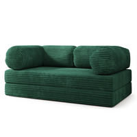 POHOVKA z pěny ALVIO s funkcí spaní Manšestrová látka Lahvově zelená - tmavě zelená/zelená barva, textil (170/68/80cm) - MASSENO