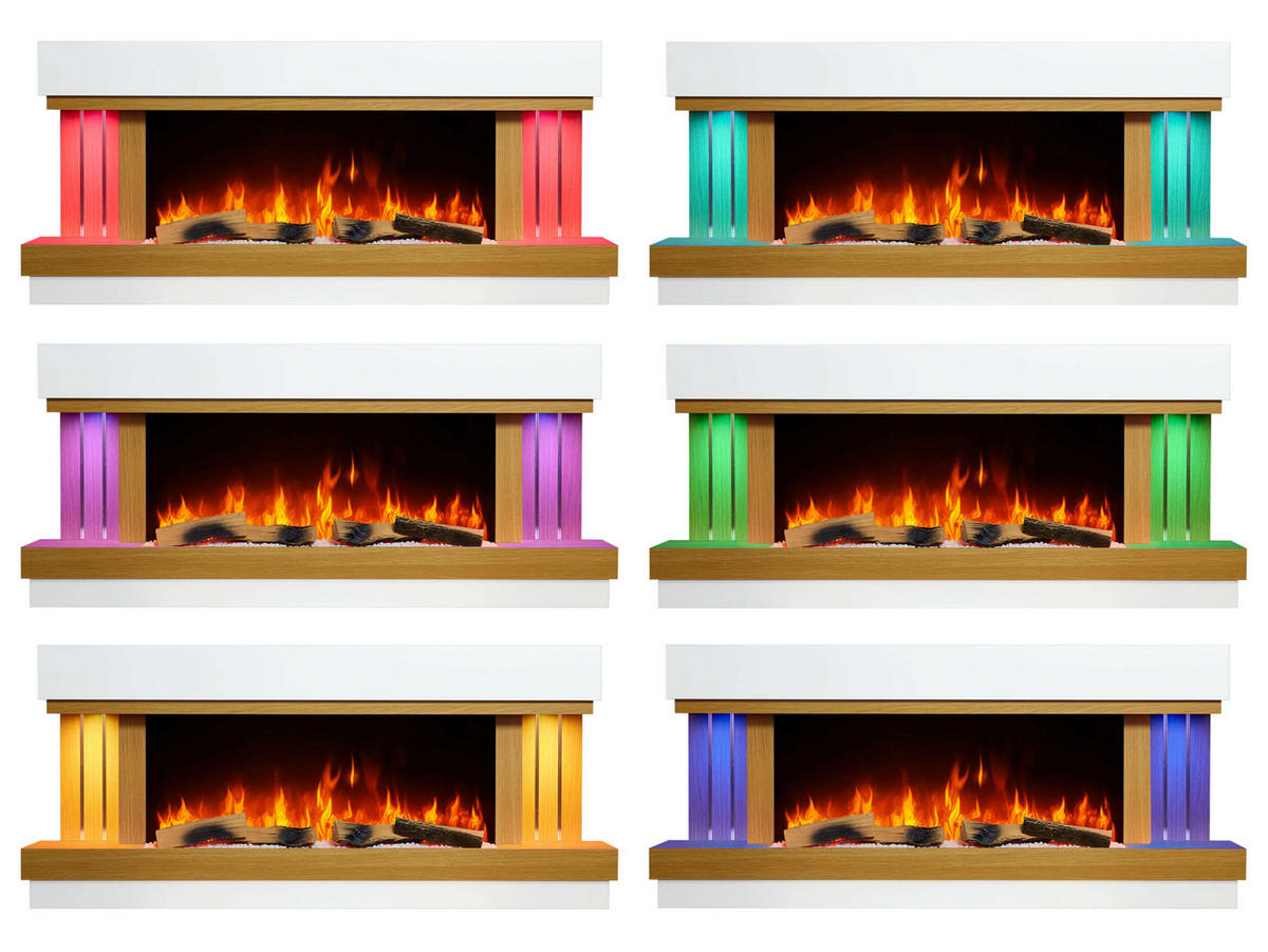 ELEKTROKAMIN Sogne AF52 – 3D-Flammeneffekt, Heizfunktion, WLAN - Weiß, Glas/Holzwerkstoff (132/58/21cm) - ArtiFlame