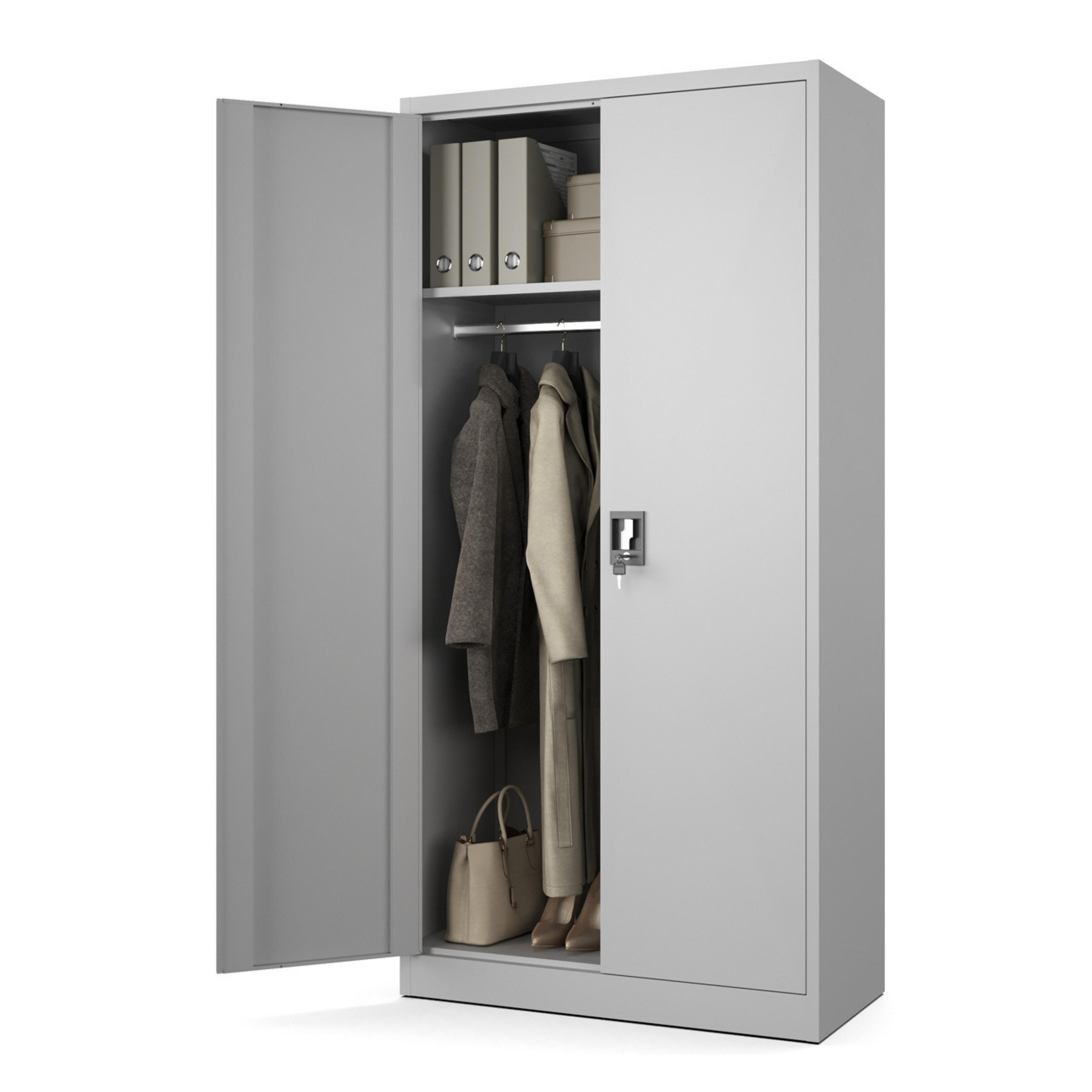 AKTENSCHRANK Sozialraumschrank aus Stahl Metallschrank für Büro Stahlschrank für Dokumente Akten Hellgrau 90x45x185cm - Hellgrau, Metall (90/185/45cm) - Muralo