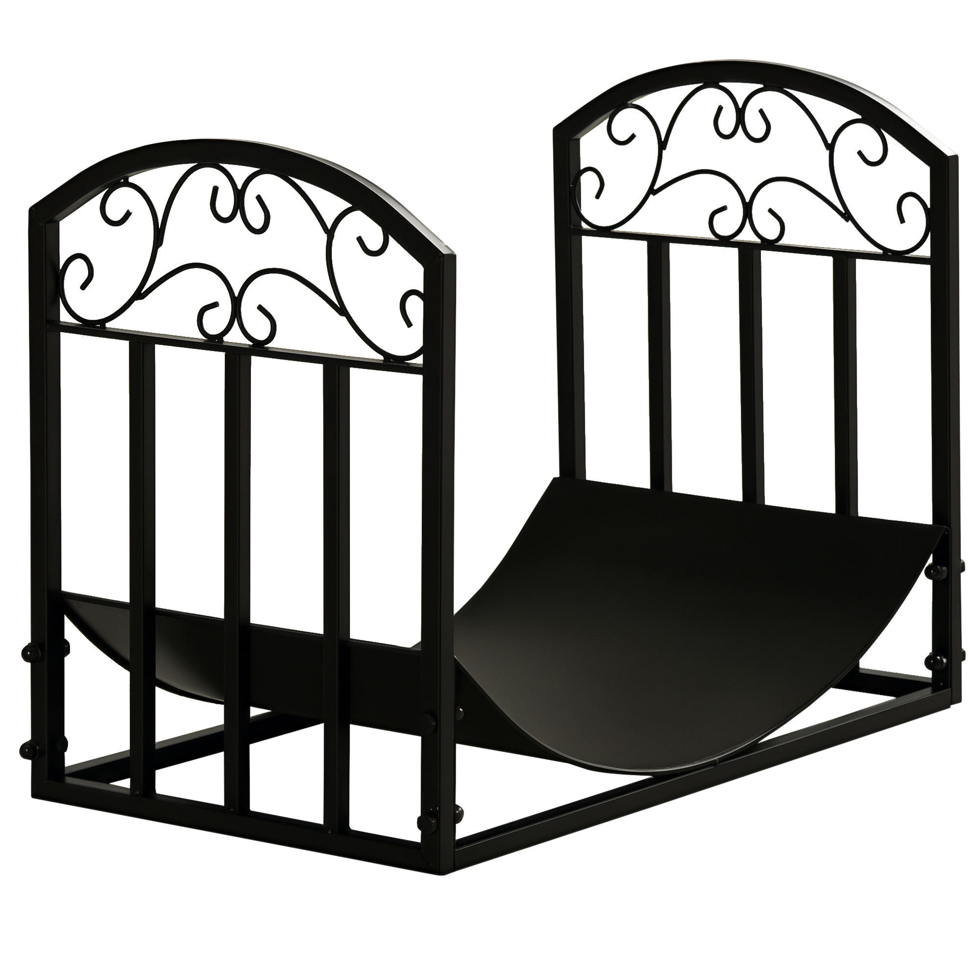 KAMINHOLZREGAL DE-18350 Schmiedeeisen-Stil, 60 kg belastbar Schwarz - Schwarz, Metall (36/46.5/60.5cm) - ComfortXL