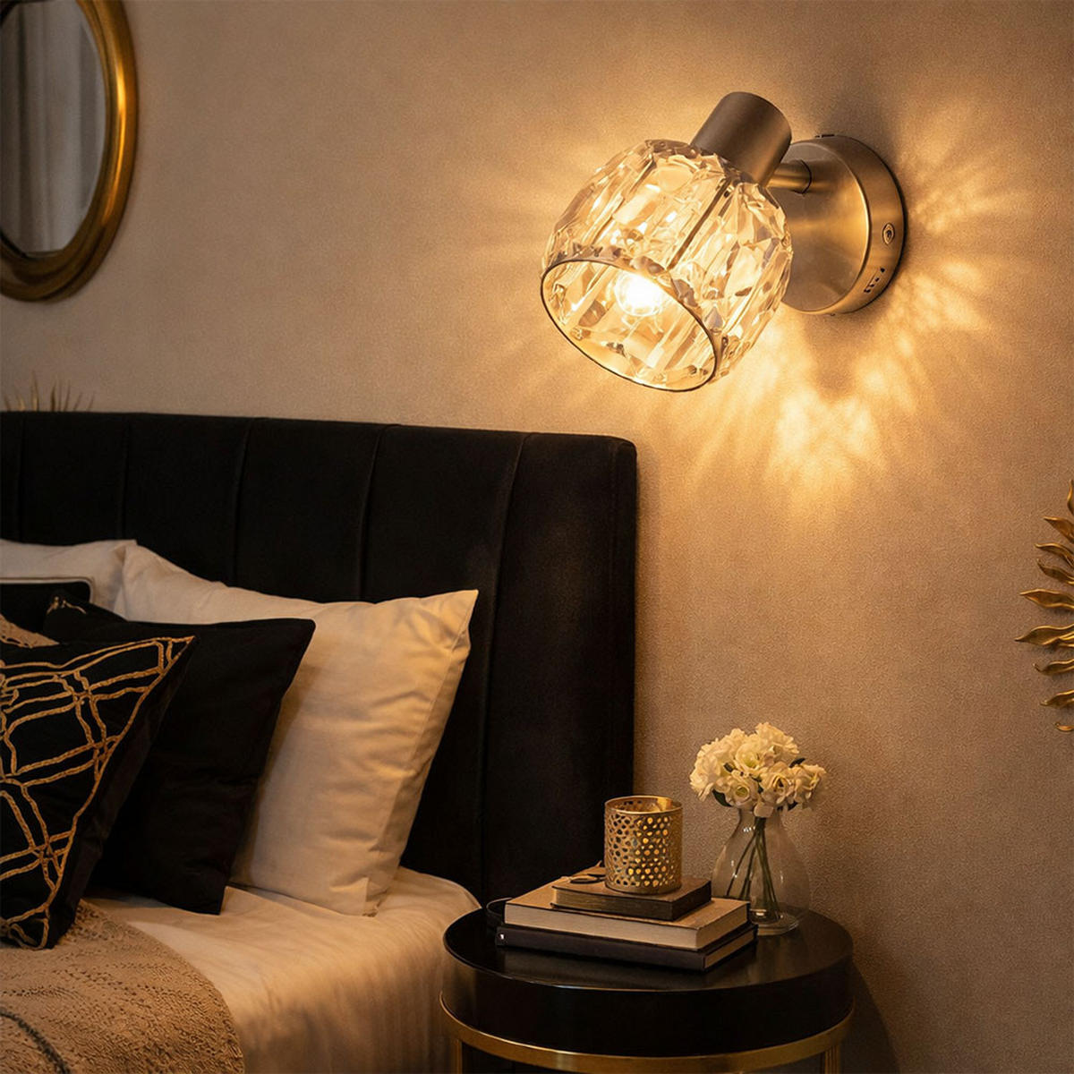 WANDLEUCHTE KRIS Silber Kristalloptik - Silberfarben, Glas (9.2/12.5/16cm) - Globo Lighting