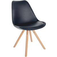 STUHL Lederlook schwarz - Eukalyptusholzfarben/Schwarz, Holz/Textil (48/81/54cm) - CLP
